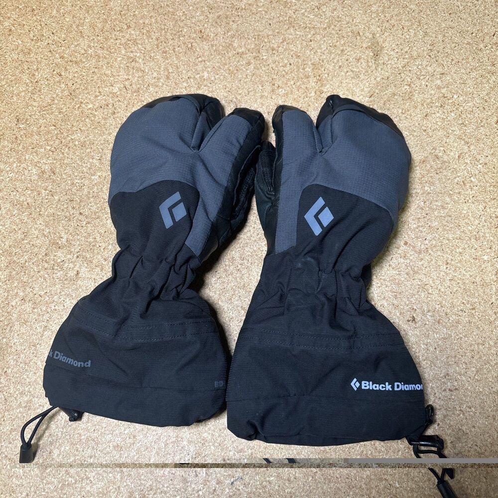 Men's L Black Diamond Mittens Gloves Lined Soloist Finger Climbing Skiing